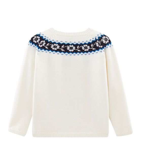 Kinder-Pullover Mädchen weiss MARSHMALLOW/weiss MULTICO