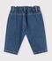 Baby-Hose aus einfarbigem Denim mit Herzstickerei blau