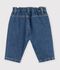 Baby-Hose aus einfarbigem Denim mit Herzstickerei blau