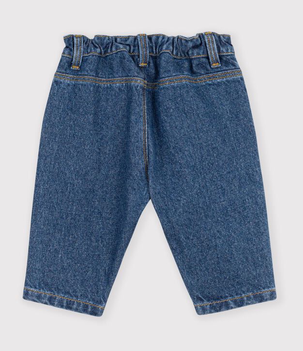 Baby-Hose aus einfarbigem Denim mit Herzstickerei blau