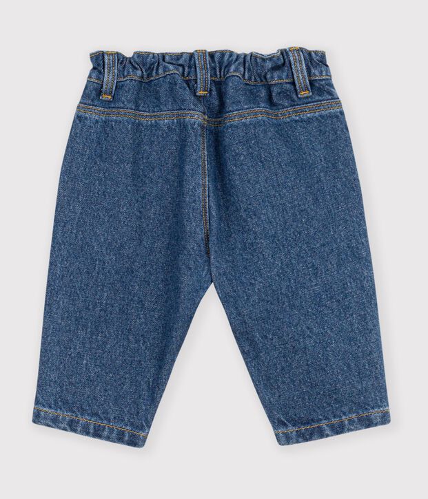 Baby-Hose aus einfarbigem Denim mit Herzstickerei blau