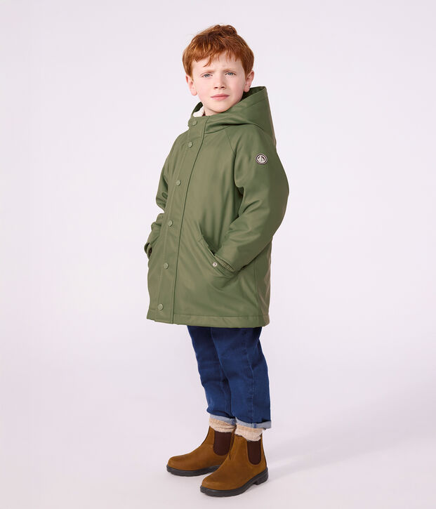 Einfarbige Kinder-Winterregenjacke OLIVINE
