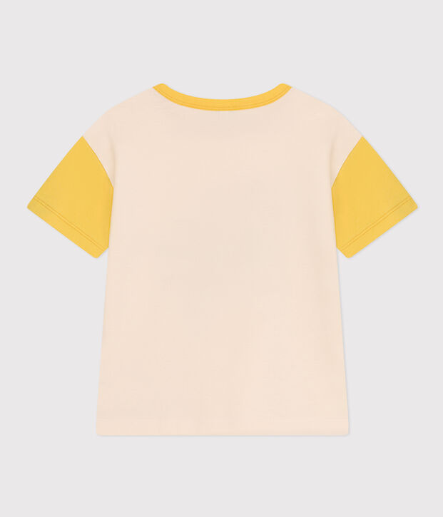 Gemustertes Jungen-T-Shirt aus Jersey naturfarben/gelb