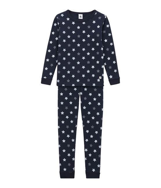 Eng anliegender Jungen-Schlafanzug blau SMOKING/weiss MULTICO