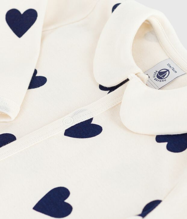 Strampler ohne F&uuml;&szlig;chen aus bedruckter Baumwolle blau/blau