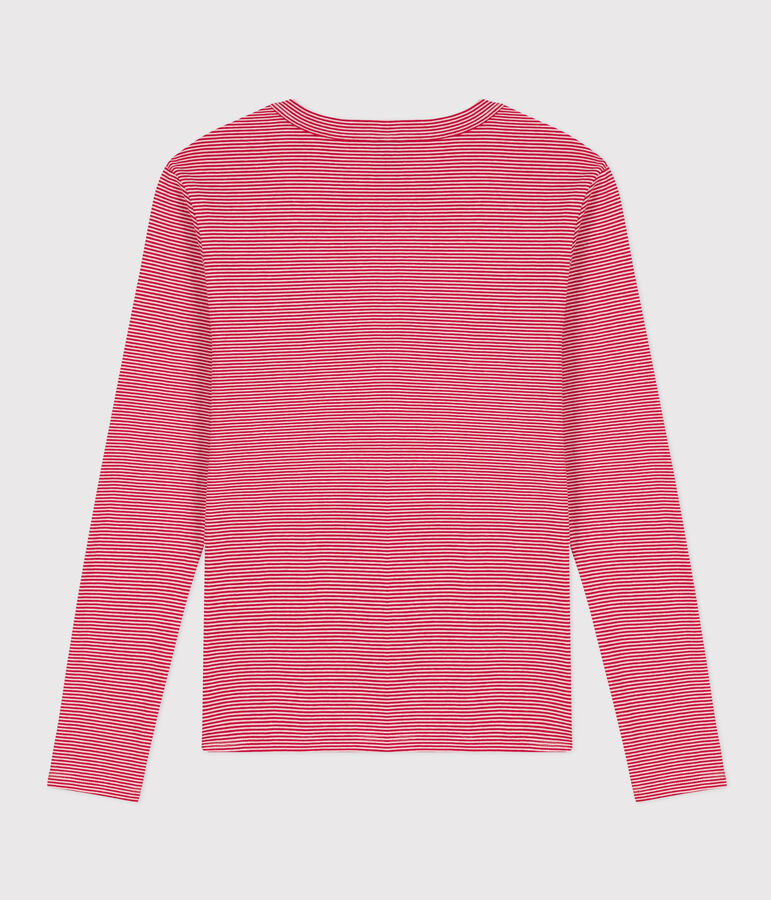 Eng anliegendes T-Shirt mit Rundhalsausschnitt aus Baumwolle f&uuml;r Damen rot/weiss