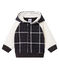 Kariertes Baby-Strick-Kapuzensweatshirt für Jungen mit Sherpa in Schaffelloptik. schwarz CITY/weiss MULTICO CN