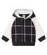 Kariertes Baby-Strick-Kapuzensweatshirt für Jungen mit Sherpa in Schaffelloptik.