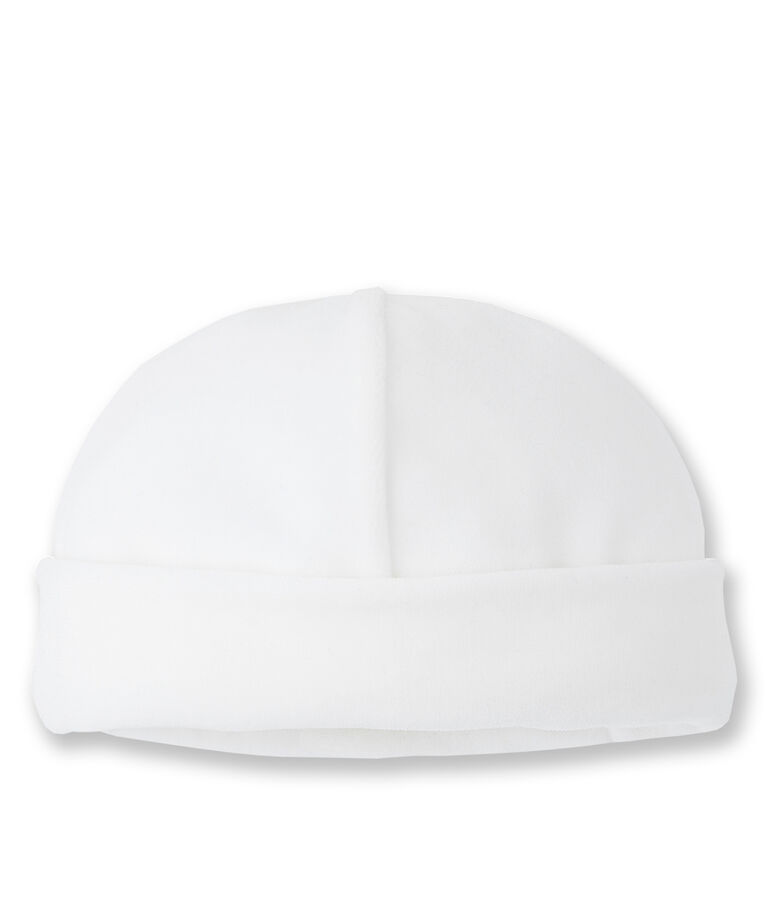 Bonnet naissance b&eacute;b&eacute; en velours weiss Lait
