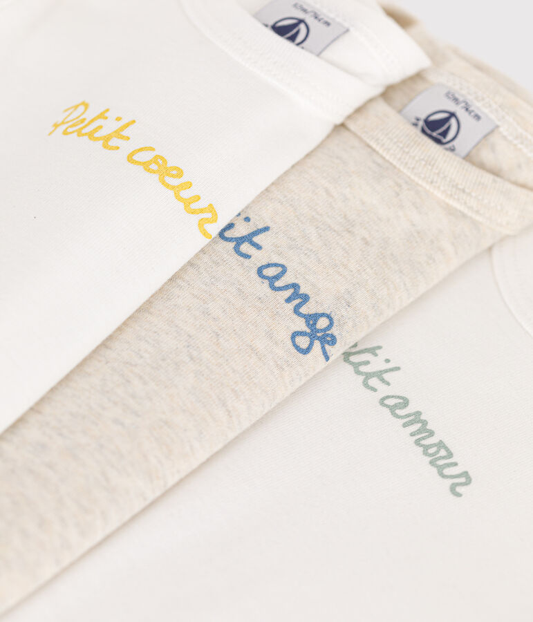 3er-Set lang&auml;rmelige Bodys aus Baumwolle mit Schriftzug f&uuml;r Babys vielfarbig