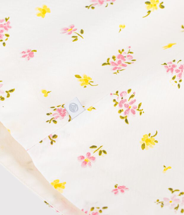 &Auml;rmelloses Kinder-Kleid aus Baumwolle mit Blumenmuster weiss/vielfarbig