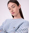 Damen-Pyjama aus Baumwoll-Frottee mit Streifen blau/naturfarben