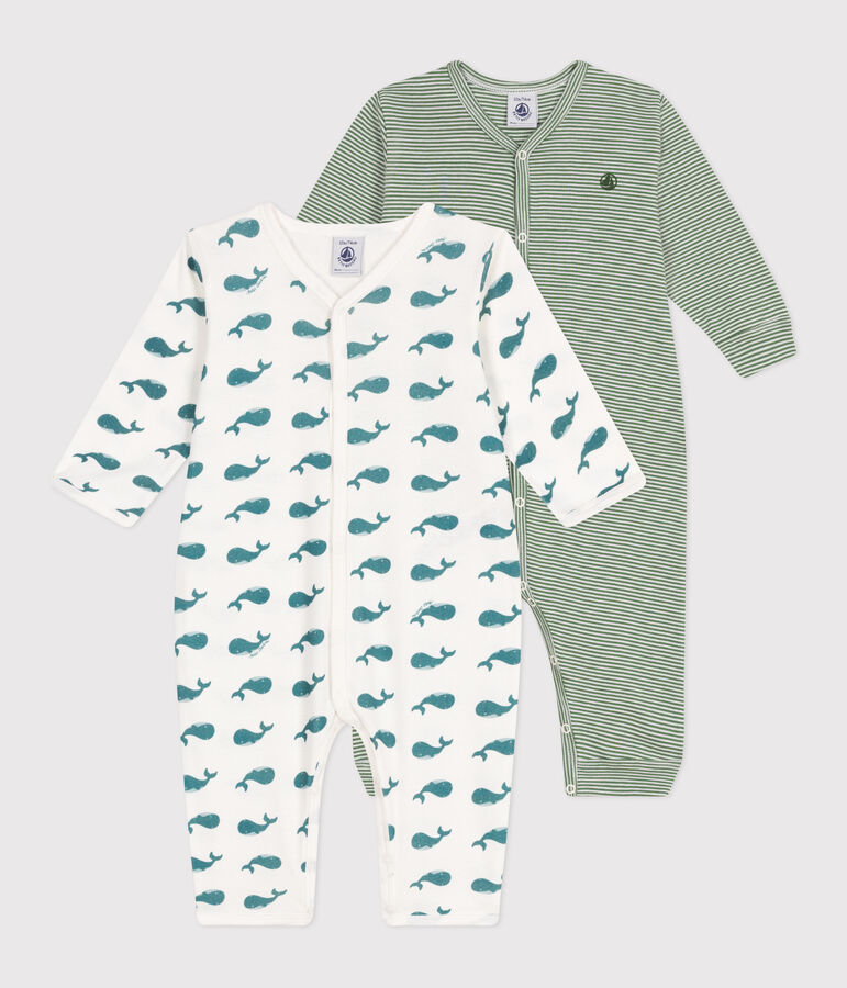 2er-Set Strampler ohne F&uuml;sschen aus bedruckter Baumwolle vielfarbig