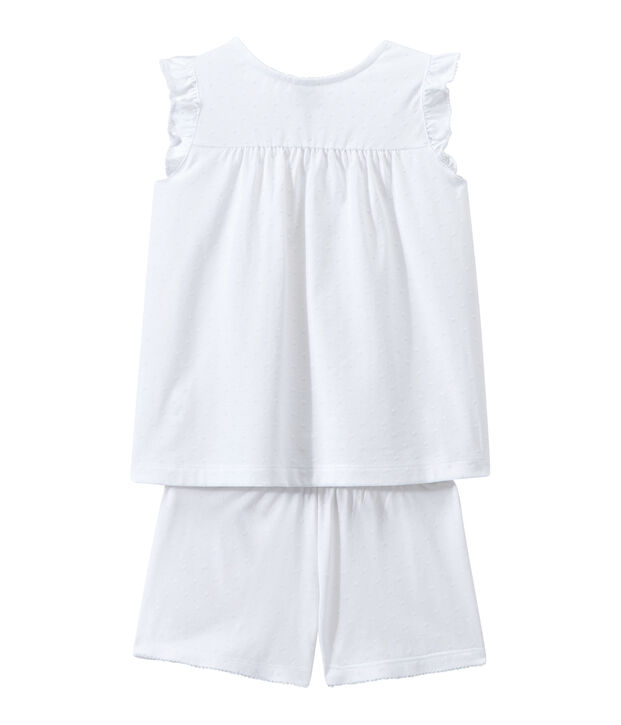 Kurzpyjama aus d&uuml;nner Baumwolle f&uuml;r M&auml;dchen weiss