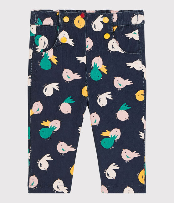Baby-Hose aus Velours. blau SMOKING/weiss MULTICO