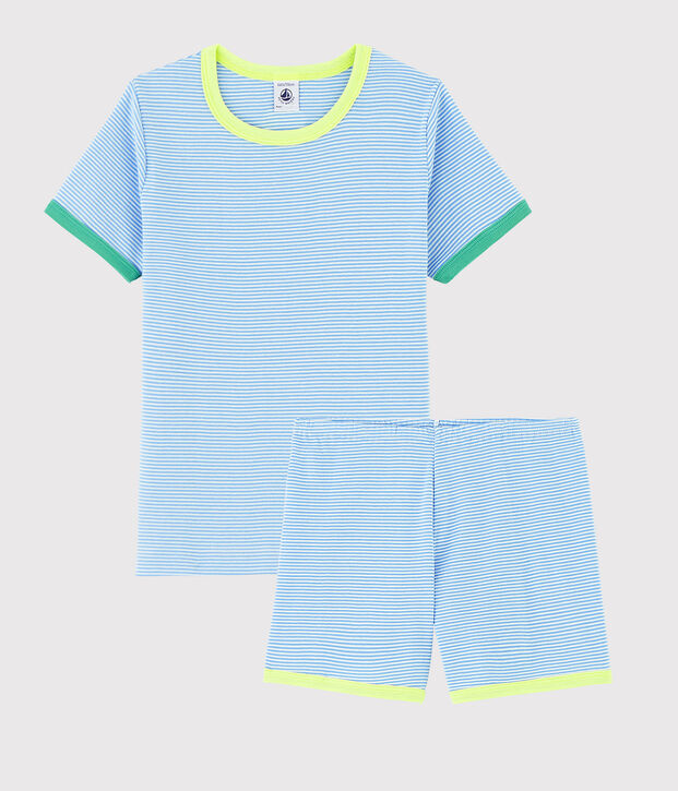 Kinder-Kurzpyjama blau/weiss
