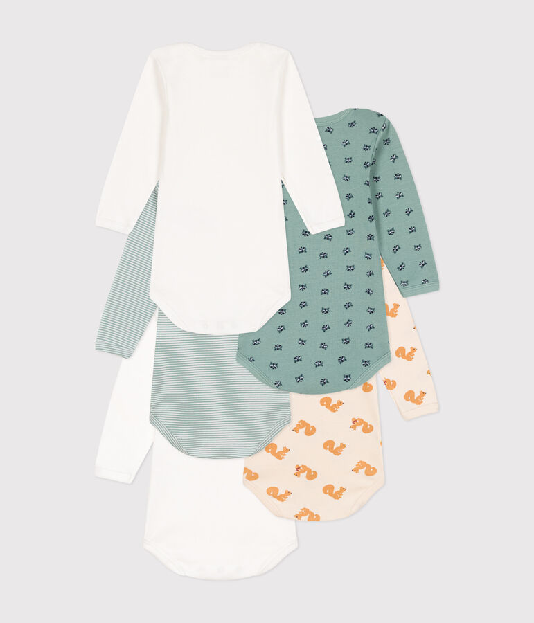 5er-Set lang&auml;rmelige Bodys aus Baumwolle mit Tiermotiv f&uuml;r Babys vielfarbig