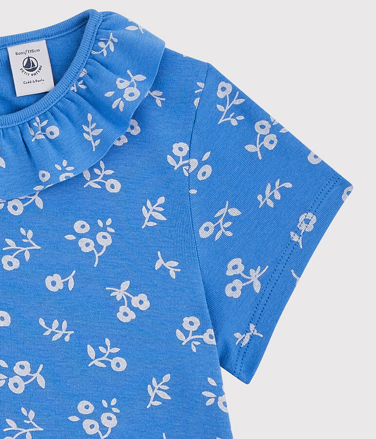 Kurz&auml;rmeliges T-Shirt aus Baumwolle f&uuml;r M&auml;dchen blau/weiss