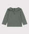 Langärmelige Babybluse aus geflammtem Jersey grün THUYA