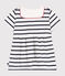 Kurzärmeliges Baby-Kleid aus Baumwolle mit Marinestreifen und Matrosenkragen weiss MARSHMALLOW/blau SMOKING