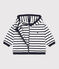Baby-Kapuzensweatshirt aus dickem Jersey mit Marinestreifen weiss MARSHMALLOW/blau SMOKING