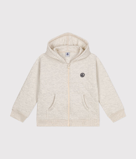 Kinder-Hoodie mit Reißverschluss aus gestepptem Doppeljersey beige MONTELIMAR CHINE