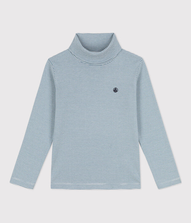Gestreifter Unterziehpullover aus Baumwolle f&uuml;r M&auml;dchen und Jungen blau/weiss