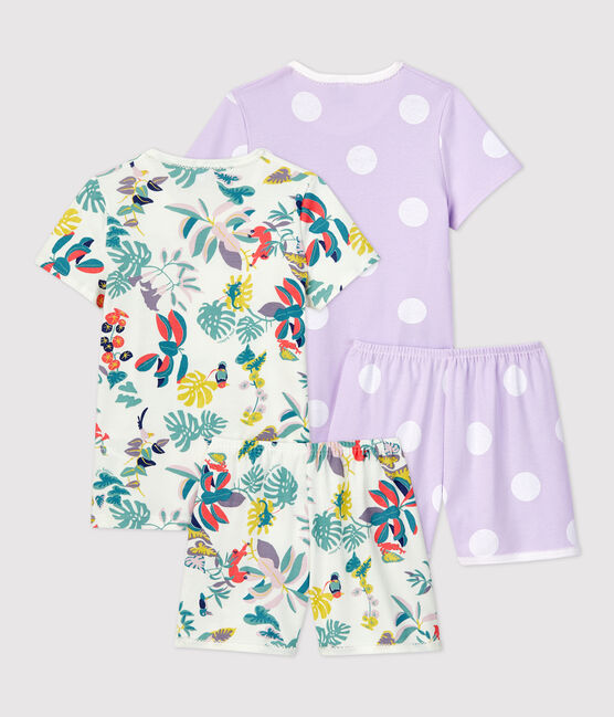 2er-Set Kinder-Kurzpyjamas aus Baumwolle mit Punkten/Dschungelmotiv für Mädchen variante 1