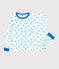 Snugfit-Kinderpyjama aus Baumwolle mit Schildkrötenmotiv weiss MARSHMALLOW/blau COOL