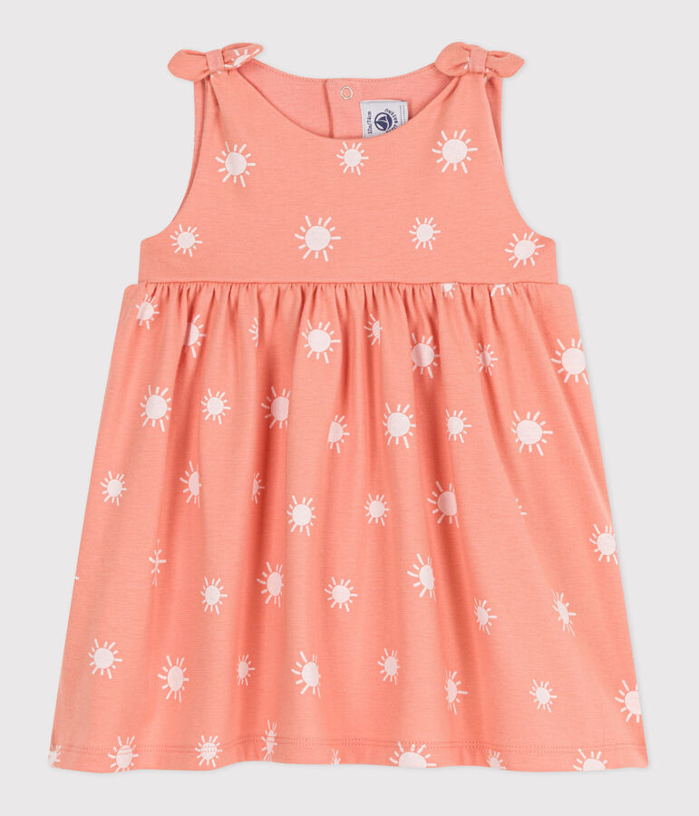 &Auml;rmelloses Baby-Kleid aus Jersey mit Sonnenmuster orange/weiss