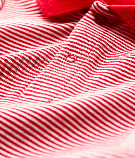 Kurzärmeliger Baby-Body mit Polo-Kragen aus Baumwolle für Jungen rot TERKUIT/weiss MARSHMALLOW