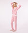 Damen-Pyjama aus Baumwolle mit Streifen rosa ROSEWOOD/ MARSHMALLOW