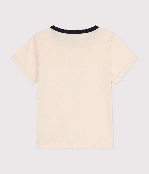 Kurz&auml;rmliges Kinder-T-Shirt aus Baumwolle f&uuml;r M&auml;dchen naturfarben