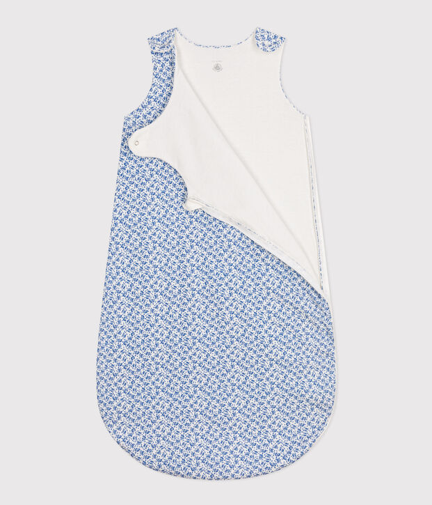 Gebl&uuml;mter Babyschlafsack aus Baumwolle, TOG-Wert 2 blau/blau