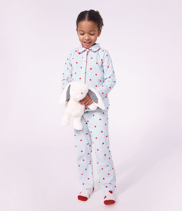 Gekn&ouml;pfter Kinder-Pyjama aus Baumwolle mit Herzmotiv weiss/vielfarbig