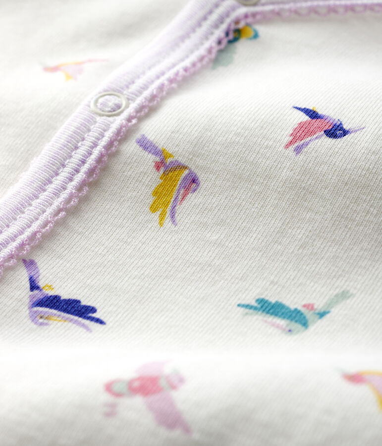 Baby-Strampler mit abnehmbarem Fu&szlig; aus Rippstrick f&uuml;r M&auml;dchen weiss MARSHMALLOW/weiss MULTICO