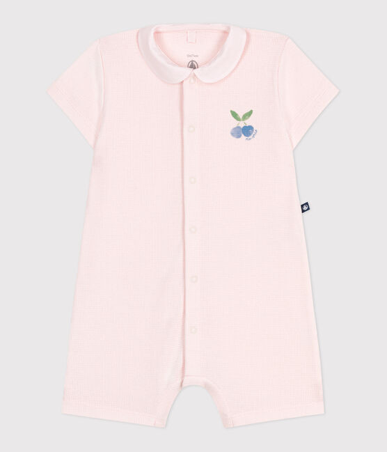 Baby-Kurzoverall aus Baumwolle mit Bubikragen rosa FLEUR