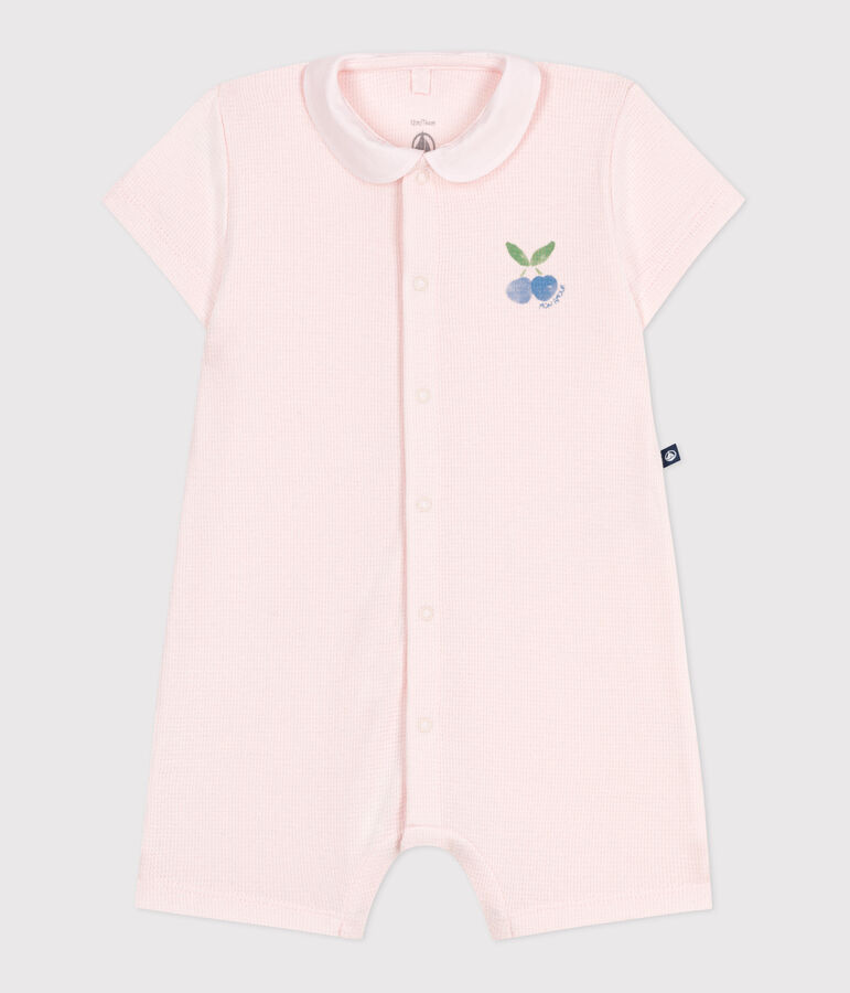 Baby-Kurzoverall aus Baumwolle mit Bubikragen rosa