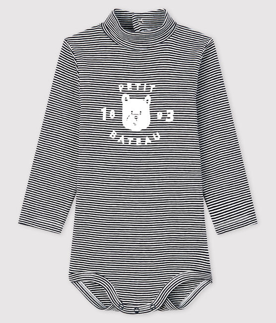 Langärmeliger Baby-Body mit Rollkragen blau SMOKING/weiss MARSHMALLOW