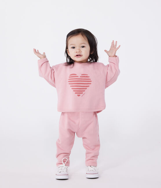 Einfarbiges Baby-Sweatshirt aus Baumwolle rosa CHARME