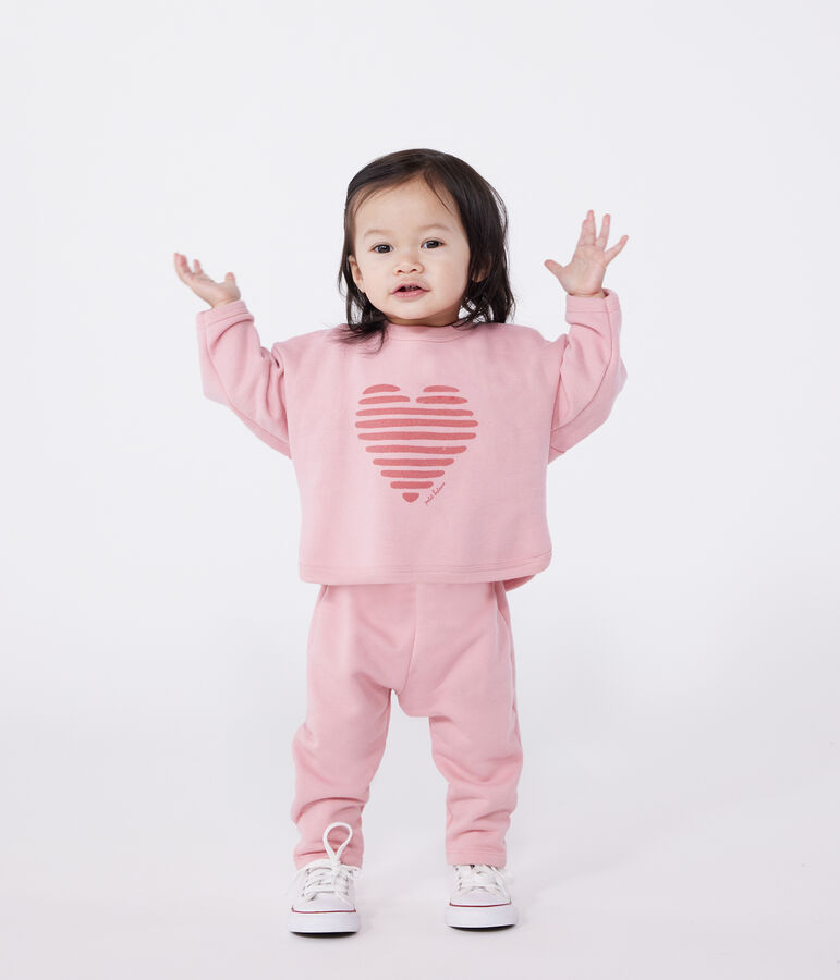 Einfarbiges Baby-Sweatshirt aus Baumwolle rosa