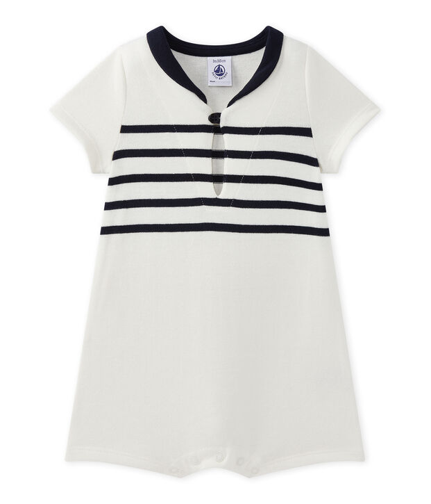 Kurzer Baby-Jungen-Einteiler weiss/blau