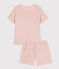 Einfarbiger Kurz-Pyjama aus Ajour-Baumwolle für kleine Mädchen rosa SALINE