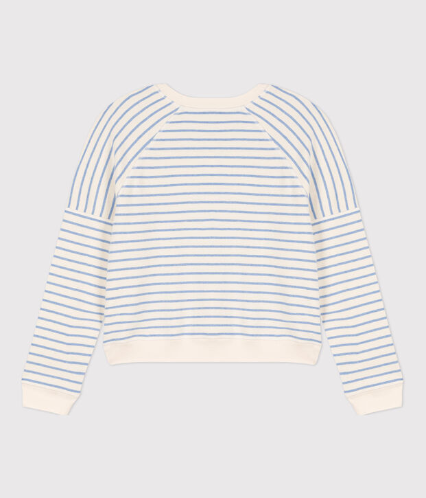 Sweatshirt aus Baumwolle f&uuml;r Damen naturfarben/blau
