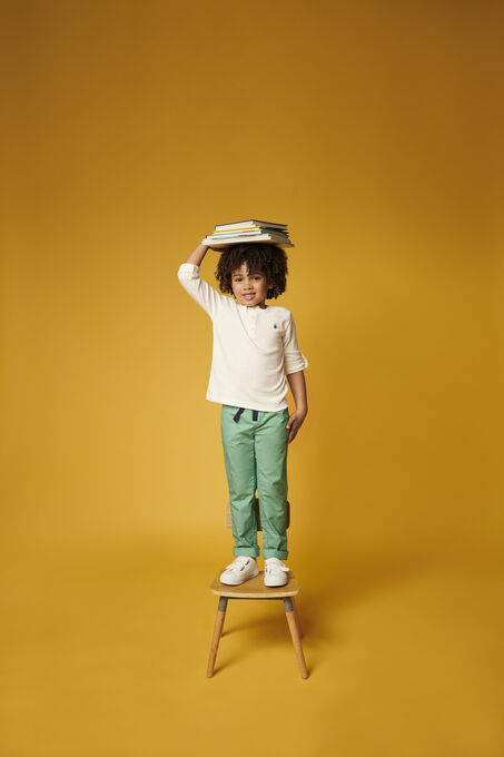 Kinder-T-Shirt aus Baumwolle-Leinen-Mix für Jungen weiss MARSHMALLOW