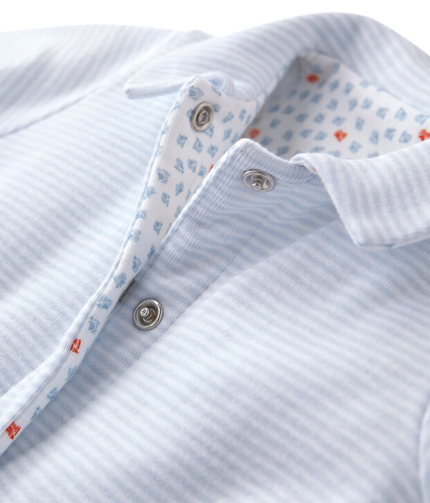 Baby-Jacke, Unisex, wattiert, 2-seitig, Ringelmuster blau/weiss