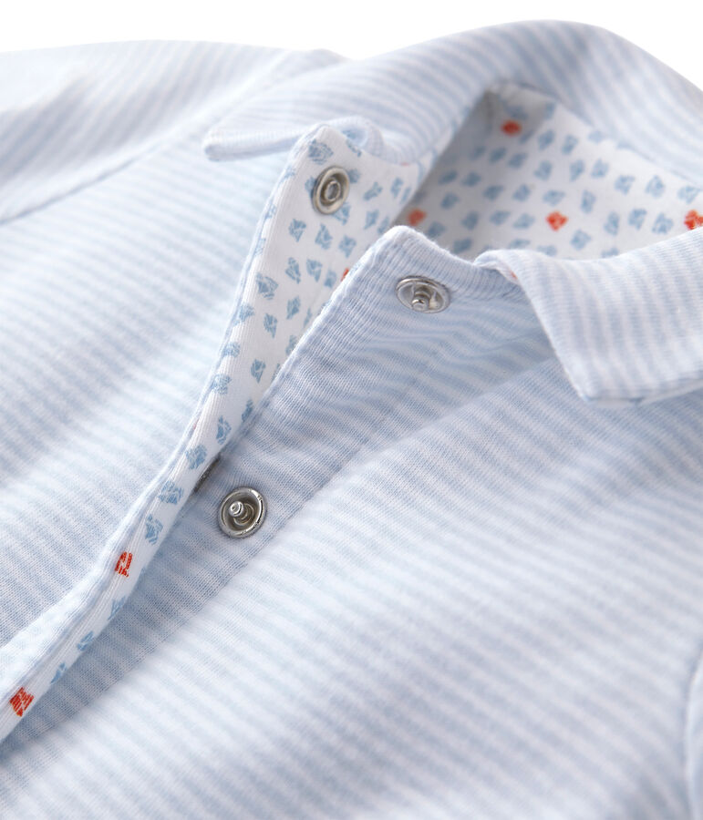 Baby-Jacke, Unisex, wattiert, 2-seitig, Ringelmuster blau FRAICHEUR/weiss ECUME