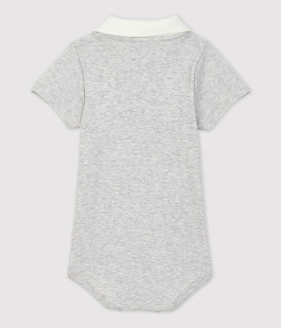 Kurzärmeliger Baby-Body aus Bio-Baumwolle mit Polokragen grau BELUGA CHINE