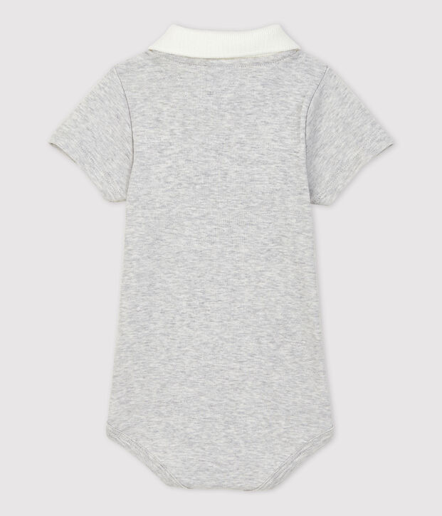Kurz&auml;rmeliger Baby-Body aus Bio-Baumwolle mit Polokragen BELUGA CHINE