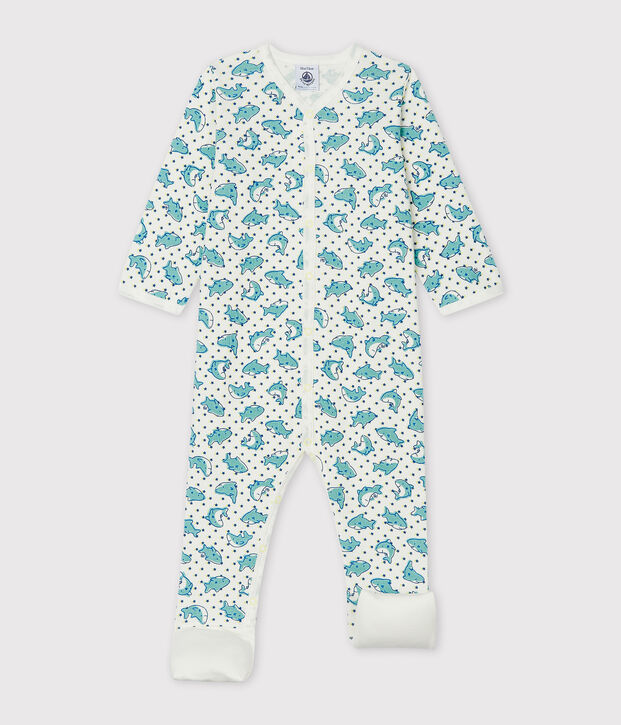Baby-Strampler aus Rippstrick weiss/vielfarbig